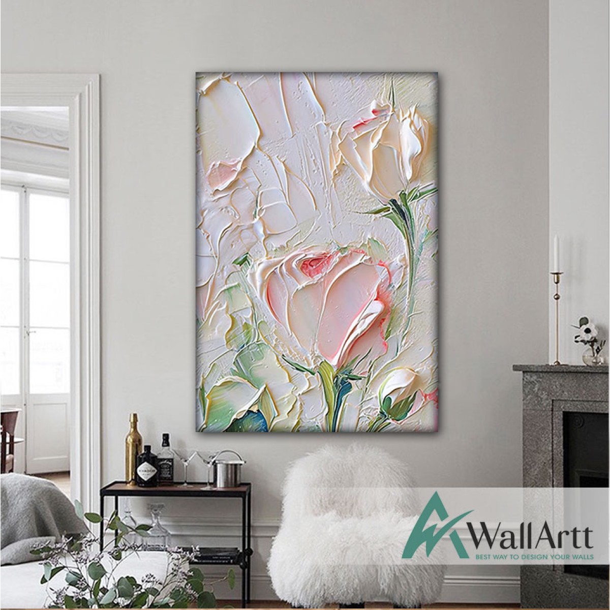 Beauty of a Rose 3d Heavy Textured Partial Oil Painting